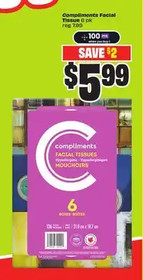 FreshCo Compliments Facial Tissue 6 pk offer