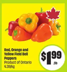 FreshCo Red, Orange and yellow Field Bell Peppers Product of Ontario 4.39/kg offer