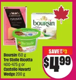 Chalo FreshCo Boursin 150 g Tre Stelle Ricotta 400-475 g or Castello Havarti Wedge 200 g offer