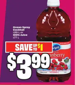 Chalo FreshCo Ocean Spray Cocktail 1.89 L or 100% Juice 1.77 L offer