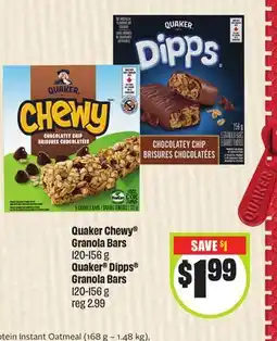 Chalo FreshCo Quaker Chewy Granola Bars 120-156 g Quaker Dipps Granola Bars 120-156 g offer