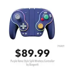 GameStop Purple Retro Style Split Wireless Controller by Biogenik offer