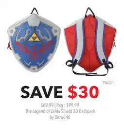 GameStop The Legend of Zelda Shield 3D Backpack by Bioworld offer