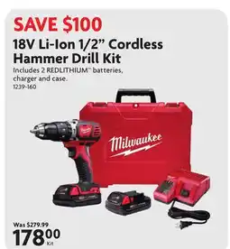 Home Hardware 18V Li-Ion 1/2 Cordless Hammer Drill Kit offer