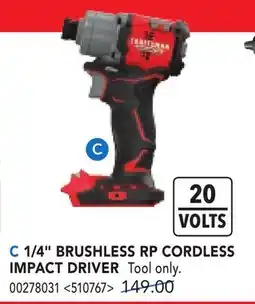 RONA 1/4 BRUSHLESS RP CORDLESS IMPACT DRIVER offer