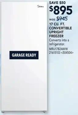 RONA 17 CU. FT. CONVERTIBLE UPRIGHT FREEZER offer