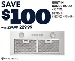 RONA MISTRAL BUILT-IN RANGE HOOD offer