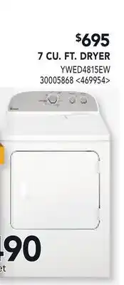 RONA WHIRLPOOL 7 CU. FT. DRYER offer