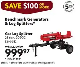 Home Hardware Gas Log Splitter offer