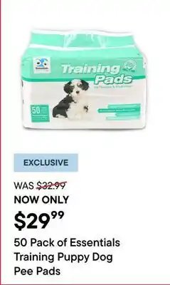 Petvalu 50 Pack of Essentials Training Puppy Dog Pee Pads offer