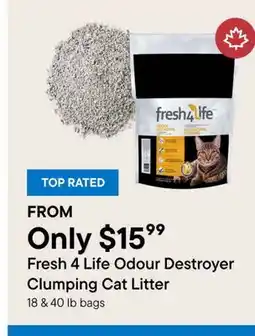 Petvalu Fresh 4 Life Odour Destroyer Clumping Cat Litter offer