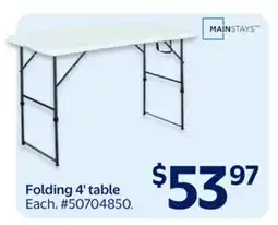 Walmart Folding 4' table offer