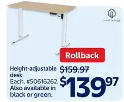 Walmart Height-adjustable desk offer