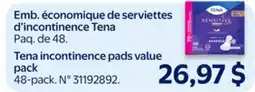 Walmart Tena Incontinence Pads Value Pack offer