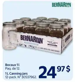 Walmart 1L Canning jars offer