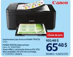 Walmart Canon PIXMA TR4725 inkjet printer offer
