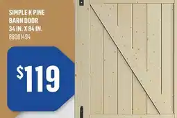 Canac Simple K Pine Barn Door 34in.x84in offer
