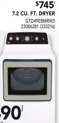 RONA GE APPLIANCES 7.2 CU. FT. DRYER offer