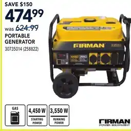 RONA FIRMAN PORTABLE GENERATOR offer