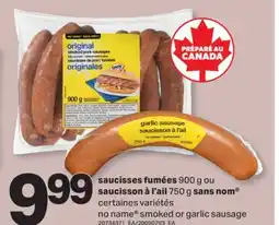 L'Intermarché SAUCISSES FUMÉES, 900 G OU SAUCISSON À L'AIL, 750 G | SMOKED OR GARLIC SAUSAGE offer