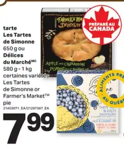 L'Intermarché TARTE SIMONNE 650 G OU 580 G - 1 KG | SIMONNE OR FARMER'S MARKET PIE offer