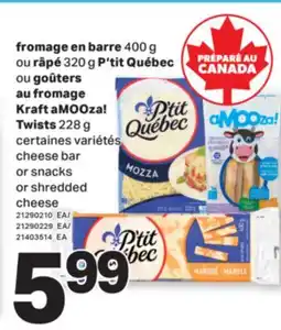 L'Intermarché FROMAGE EN BARRE 400 G RÂPÉ 320G | CHEESE BAR OR SNACKS OR SHREDDED CHEESE offer