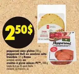 Maxi pepperoni sans gluten, pepperoni Deli ou saucisse cuite tranchée, croûtes à pizza minces offer