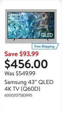 Walmart Samsung 43 QLED 4K TV (Q60D) offer