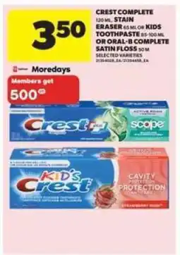 Real Canadian Superstore Crest Complete or Kids Toothpaste offer
