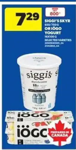 Real Canadian Superstore Siggi's Skyr or Iögo Yogurt offer