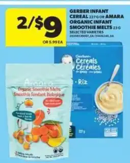 Real Canadian Superstore Gerber Infant Cereal or Amara Organic Infant Smoothie Melts offer