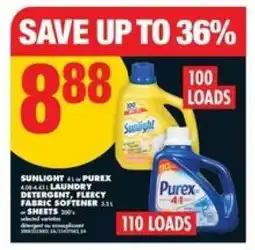 No Frills Sunlight 4 L or Purex 4.43 L Laundry Detergent offer