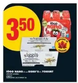 No Frills IÖGO NANO or SIGGI'S YOGURT offer