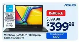 Walmart Vivobook Go 15 15.6 FHD Laptop offer