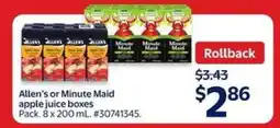 Walmart Allen's or Minute Maid apple juice boxes offer