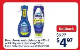 Walmart Dawn Powerwash dish spray or EZ-Squeeze dish soap offer