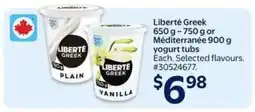 Walmart LIBERTÉ GREEK or MÉDITERRANÉE YOGURT TUBS offer