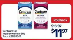 Walmart Centrum for Men or Women 90s offer