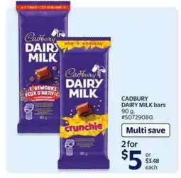 Walmart CADBURY DAIRY MILK BARS offer