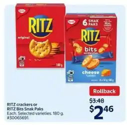 Walmart RITZ crackers or RITZ Bits Snak Paks offer