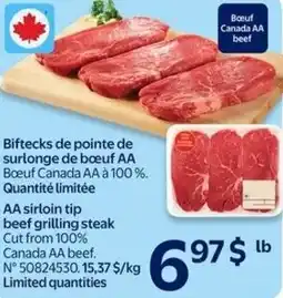 Walmart AA sirloin tip beef grilling steak offer