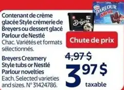 Walmart Breyers Creamery Style tubs or Nestlé Parlour novelties offer