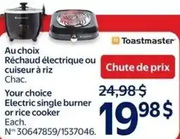 Walmart Toastmaster Electric single burner or rice cooker offer