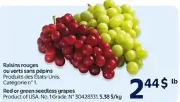 Walmart Red or green seedless grapes offer