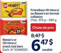 Walmart Reese's or Oh Henry! snack size bars offer