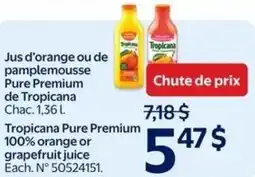 Walmart Tropicana Pure Premium 100% orange or grapefruit juice offer