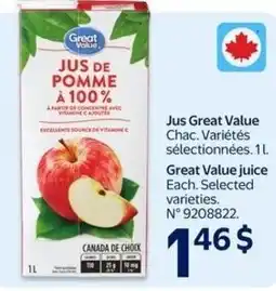 Walmart Great value juice offer