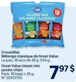 Walmart Great value classic mix potato chips offer