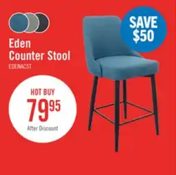The Brick Eden Counter-Height Stool with Linen-Look Fabric, Metal - Blue offer