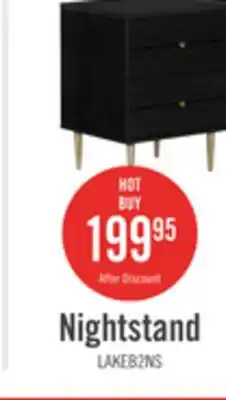 The Brick Lake Bedside 2-Drawer Nightstand, 19.5W x 25.5H, Made in Canada, Glam - Black offer